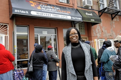 Dignity rolls down the aisle in Brooklyn food pantry